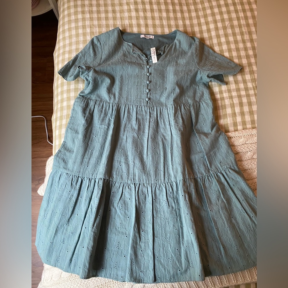 Madewell Teal Eyelet Top